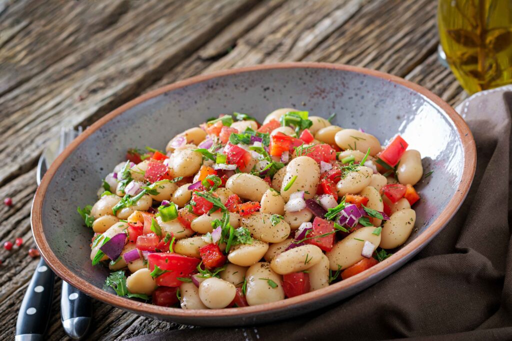 Mixed bean salad with lemon dressing